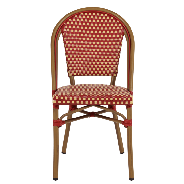 Chaise Montmartre tressée rouge pour terrasse
